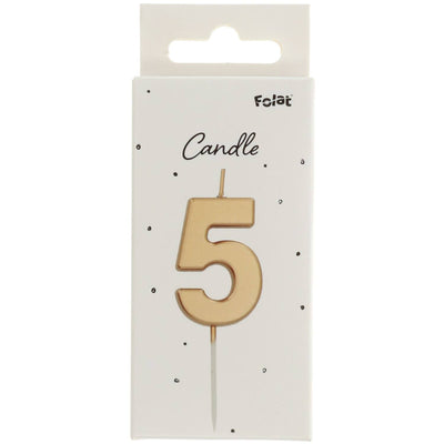 Number 5 Gold Birthday Candle 5cm