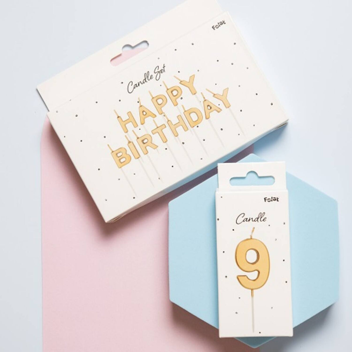 Number 9 Gold Cake Candle 5cm
