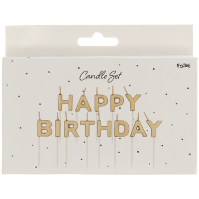 Set Lumanari Tort Happy Birthday Auriu 2cm
