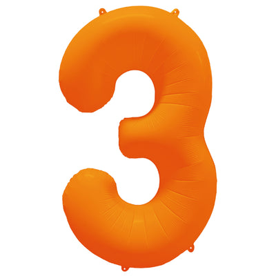 Foil Balloon Number 3 Neon Orange 86cm R-10009-PKG