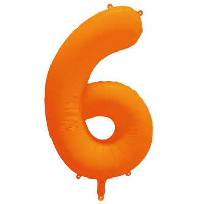 Foil Balloon Number 6 Neon Orange 86cm R-10012-PKG
