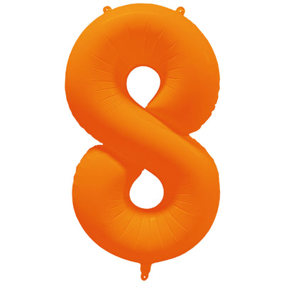 Foil Balloon Number 8 Neon Orange 86cm R-10017-PKG