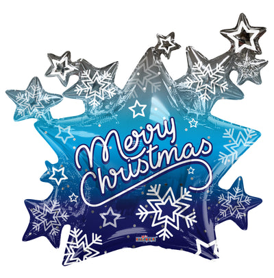 Jumbo Foil Balloon Stars Merry Christmas 91cm Conver