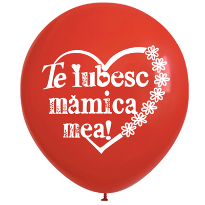 Set 50 baloane latex 26cm Print Te Iubesc Mamica Mea