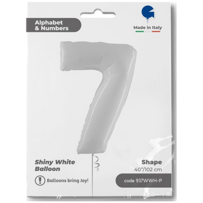 Balon Folie Jumbo CIFRA 7 Shiny White 102 cm Grabo