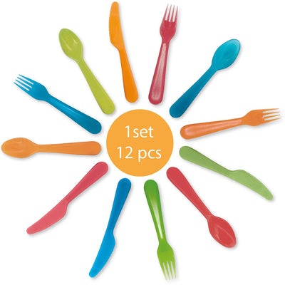Set of 12 Reusable Multicolored Cutlery 17cm