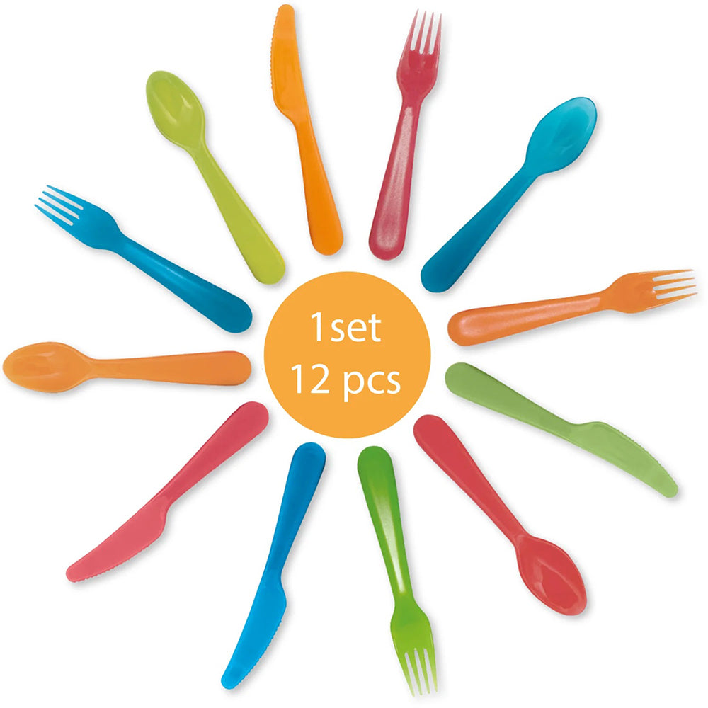 Set of 12 Reusable Multicolored Cutlery 17cm