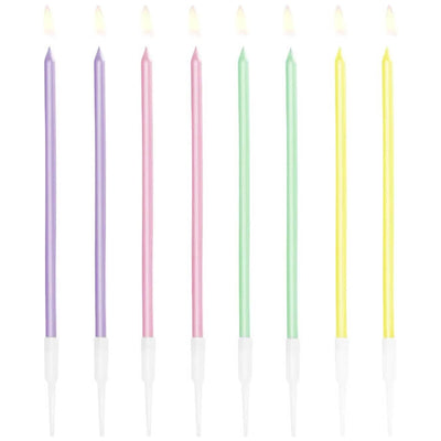 Set of 16 Pastel Candles with Holder 14cm