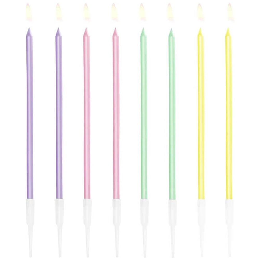 Set 16 Lumanari cu suport Pastel 14cm