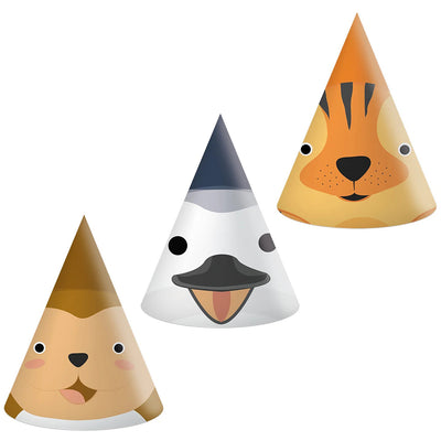 Set of 6 Zoo Animal Party Hats