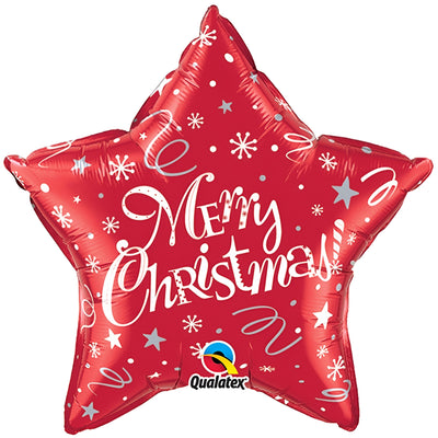 Red Star Foil Balloon Merry Christmas 45cm 99806 QUALATEX