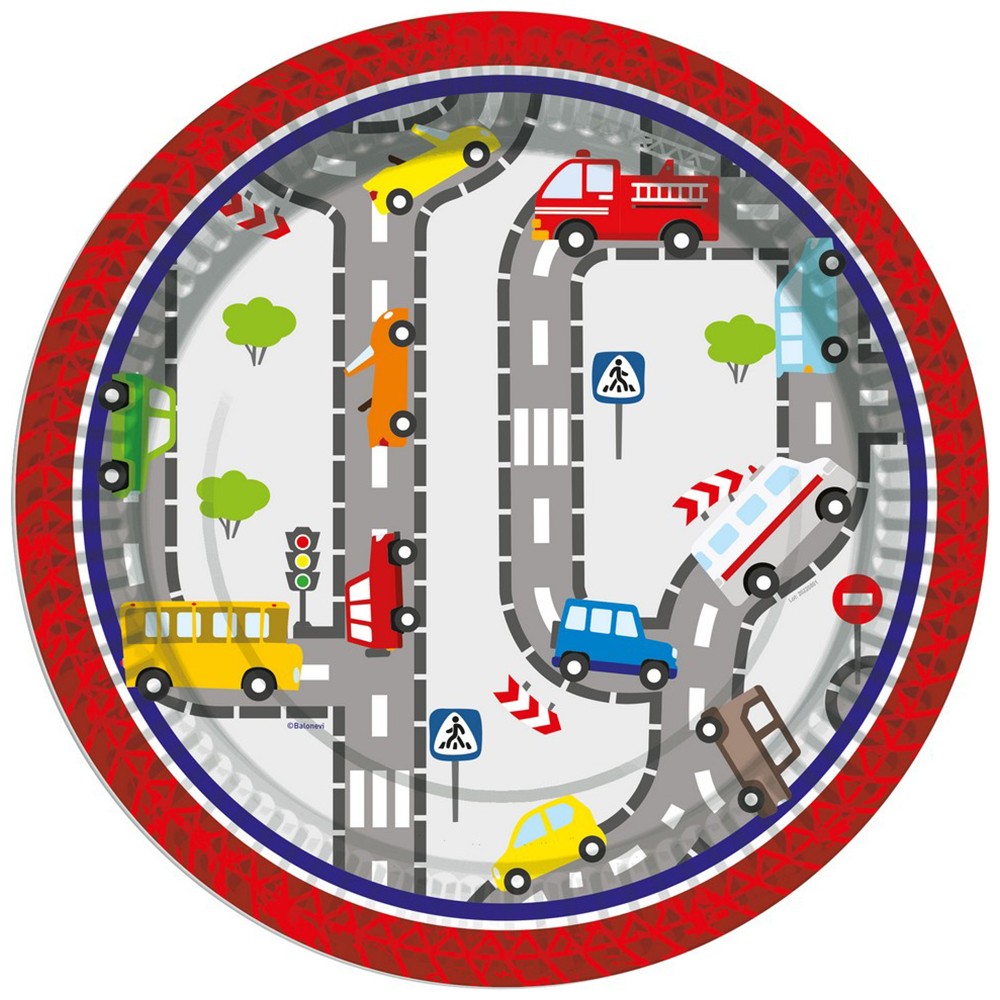 Set 8 Farfurii Petrecere cu print Trafic