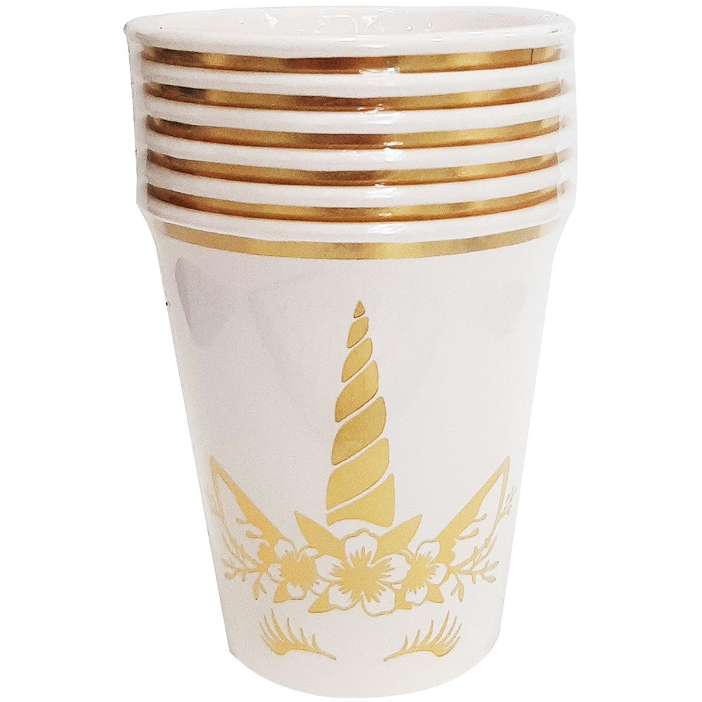 Set of 6 Party Glasses with Gold Unicorn Print UN5777
