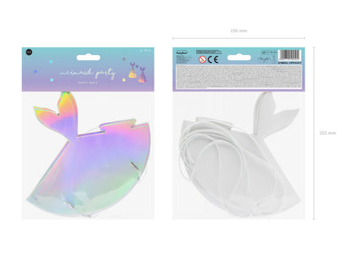 Set 6 Coifuri Petrecere Iridiscente Codita Sirena 18cm