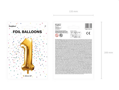 Foil Balloon Number 1 Gold 86cm