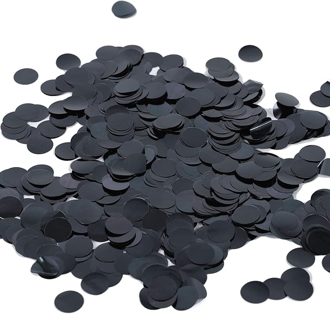 Confetti Metalic Negru 1cm Rotund 100g