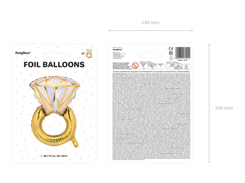 Balon Folie Inel Auriu cu Diamant 60x95 cm FB103