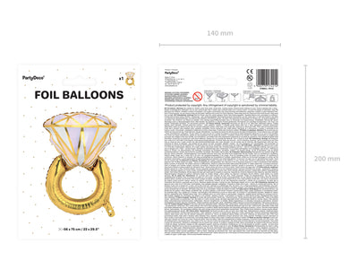 Balon Folie Inel Auriu cu Diamant 60x95 cm FB103