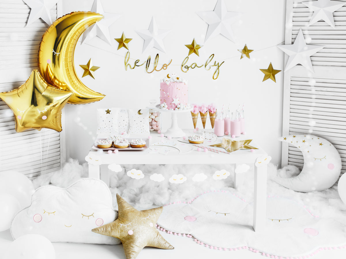 Decorative Stickers for Balloons White/Gold Lashes PDC1036