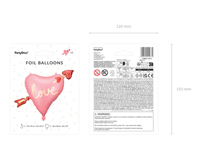 Balon Folie Figurina Inima cu sageata 76 x 55 cm