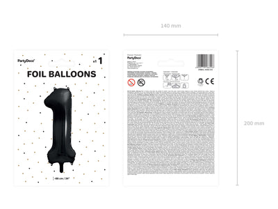 Foil Balloon Number 1 Black 86cm