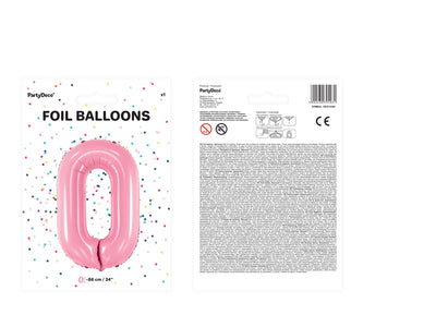 Balon folie cifra 0 Roz 86cm