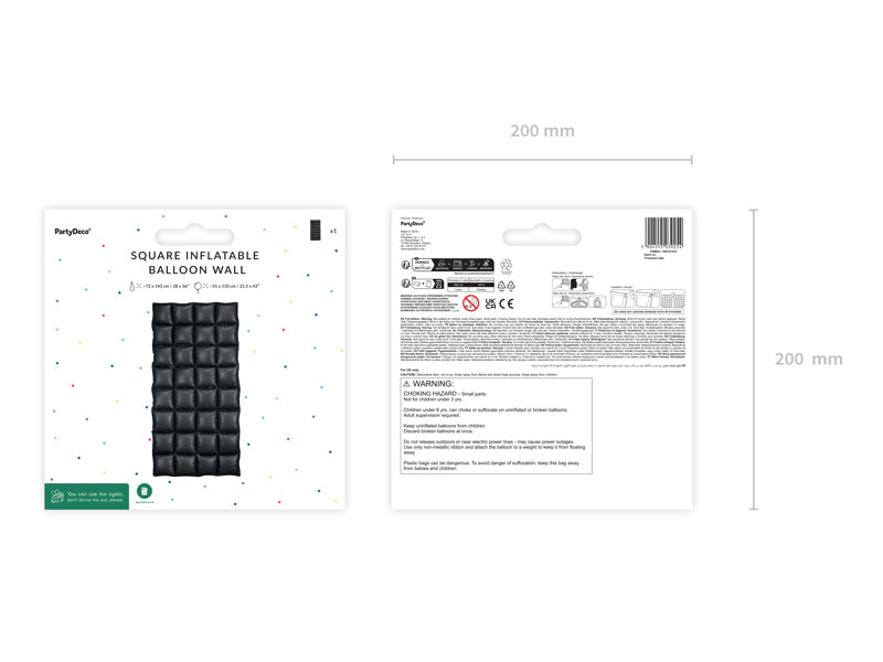 Foil Balloon Panel Type Black 55x110cm