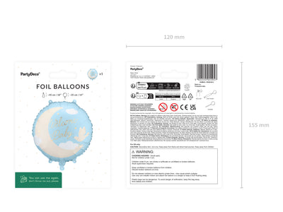 Welcome Baby Moon Blue Foil Balloon 35x35cm