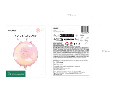 Pink Moon Welcome Baby Foil Balloon 35x35cm