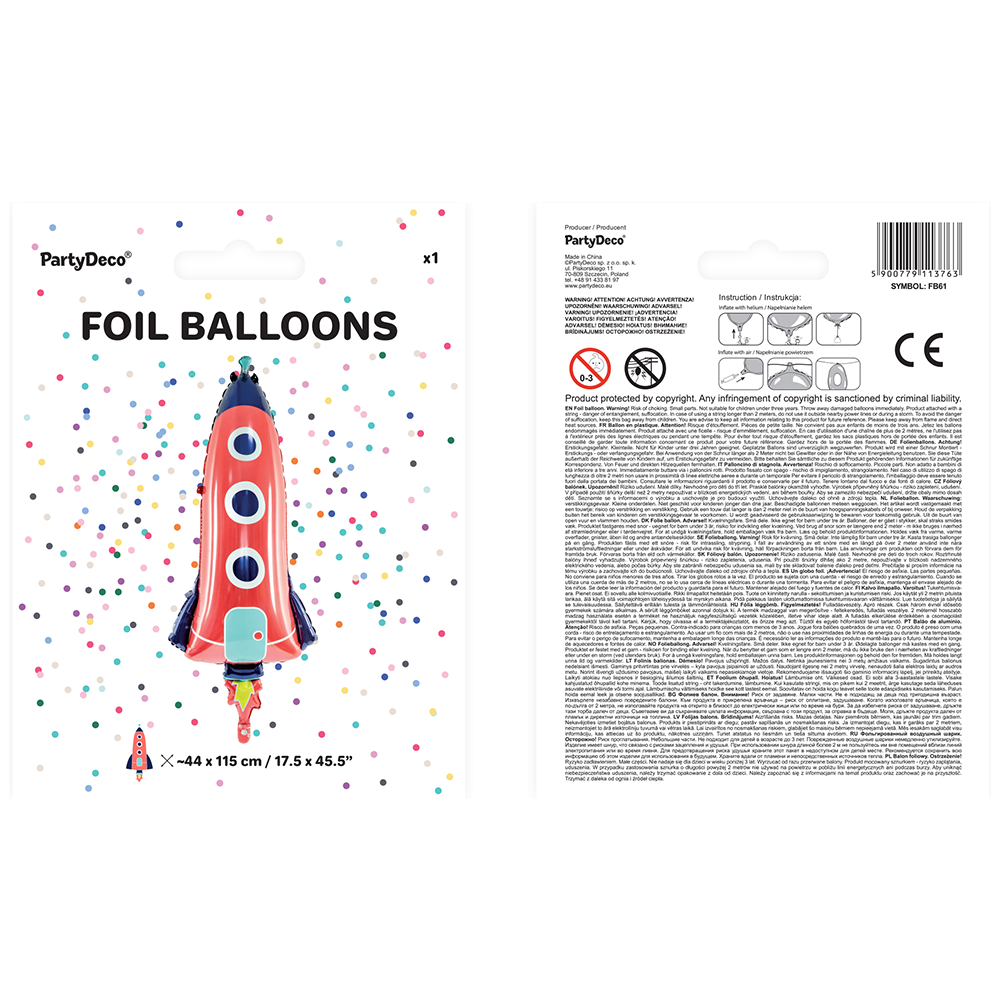 Foil Balloon Rocket Figurine 44x115cm