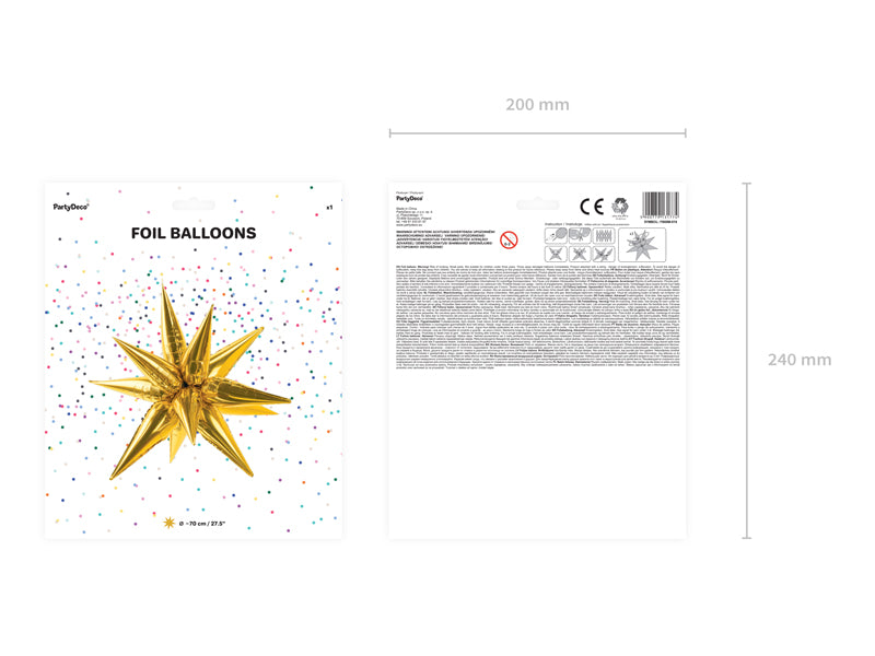 Foil Balloon Magic Star (Air) Gold 70cm