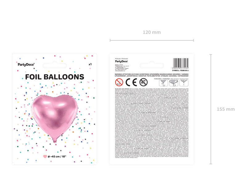 Pink Heart Foil Balloon 45cm PDC1046