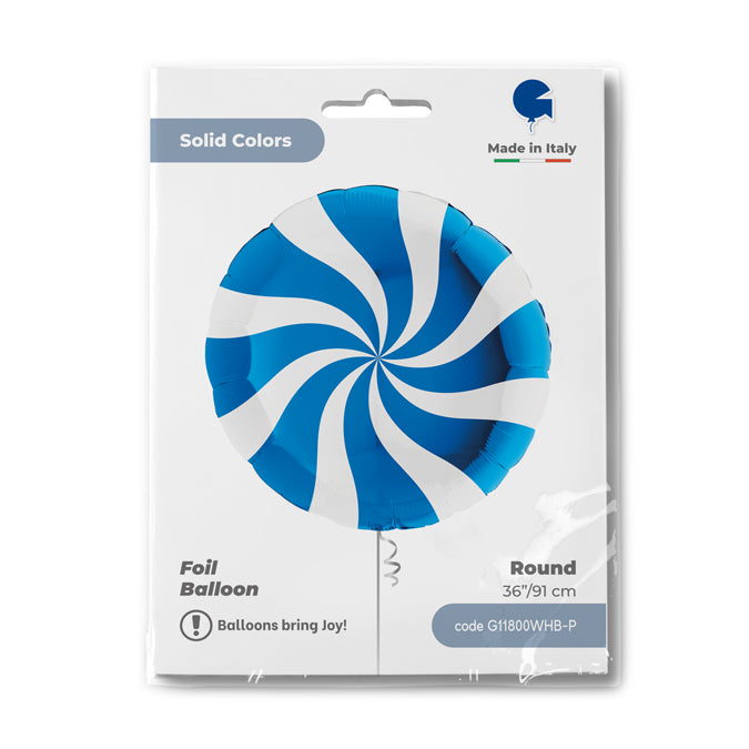 Round Foil Balloon Lollipop White-Blue 91 cm Grabo