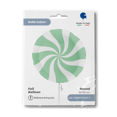 Foil Balloon Round Lollipop White-Mint 91 cm Grabo