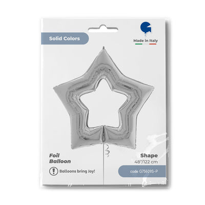 Foil Star Balloon with Empty Center Silver 122cm Grabo