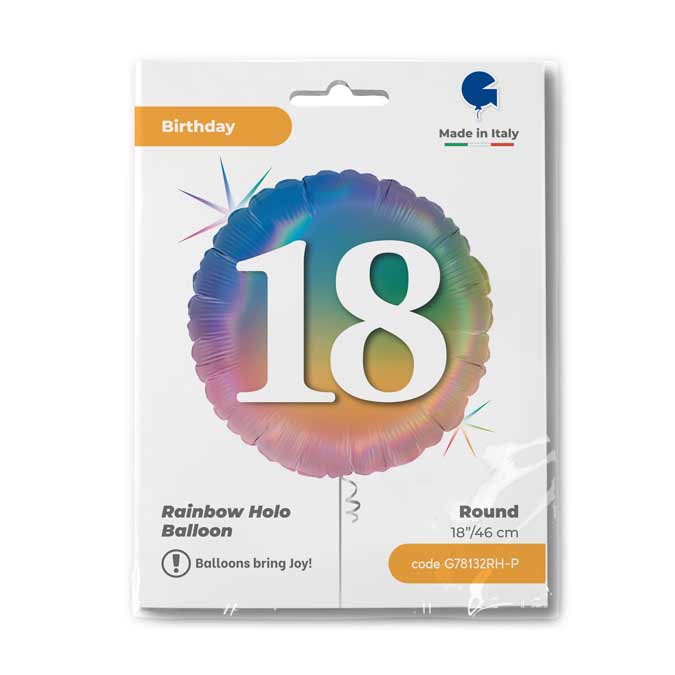 Foil Balloon Round 18 Rainbow 46 cm Grabo