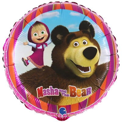 Foil Balloon Round Masha and the Bear 2-Sided 46 cm Grabo