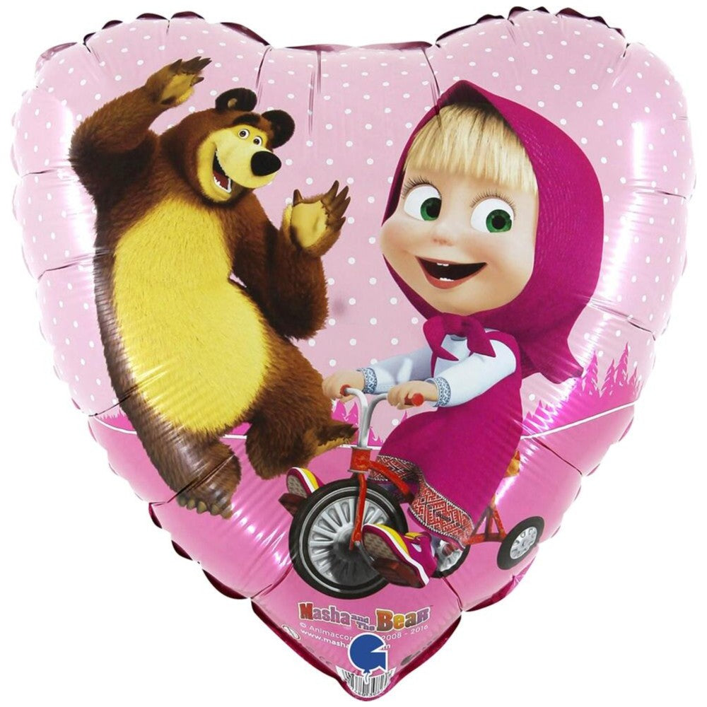 Foil Balloon Heart Masha and the Bear 46 cm Grabo