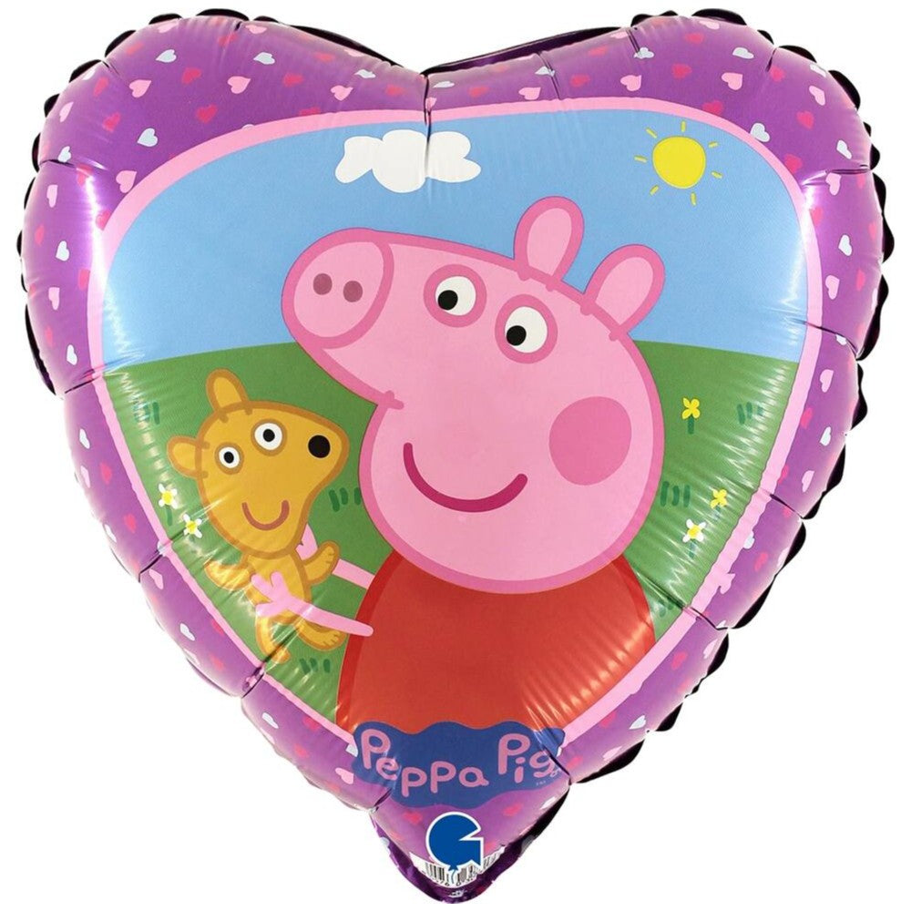 Foil Balloon Heart Peppa Pig Teddy Bear 46 cm Grabo