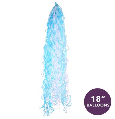 Panglica decorativa din hartie BLEU DESCHIS/ALB pentru baloane 18 cu heliu - 15 x 86 cm PA6013