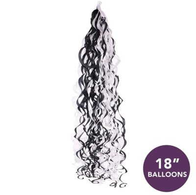 Paper decorative ribbon BLACK/WHITE for 18 helium balloons - 15 x 86 cm PA6015