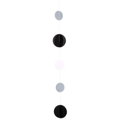 Decorative Ribbon - Circles White/Black/Silver 165cm PA6035