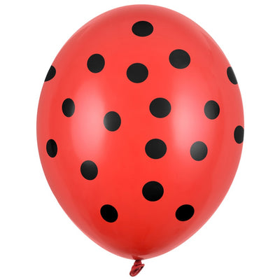 SET 10 Baloane Latex 30cm Rosii cu buline Negre PDC1060