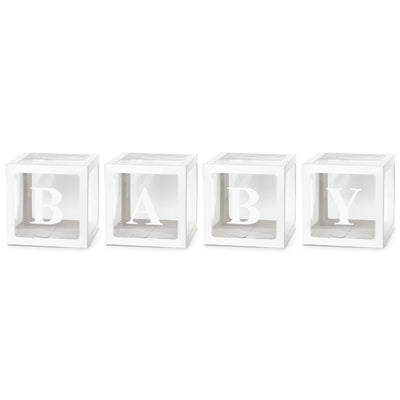 Set 4 cutii albe de carton BABY 30x30cm