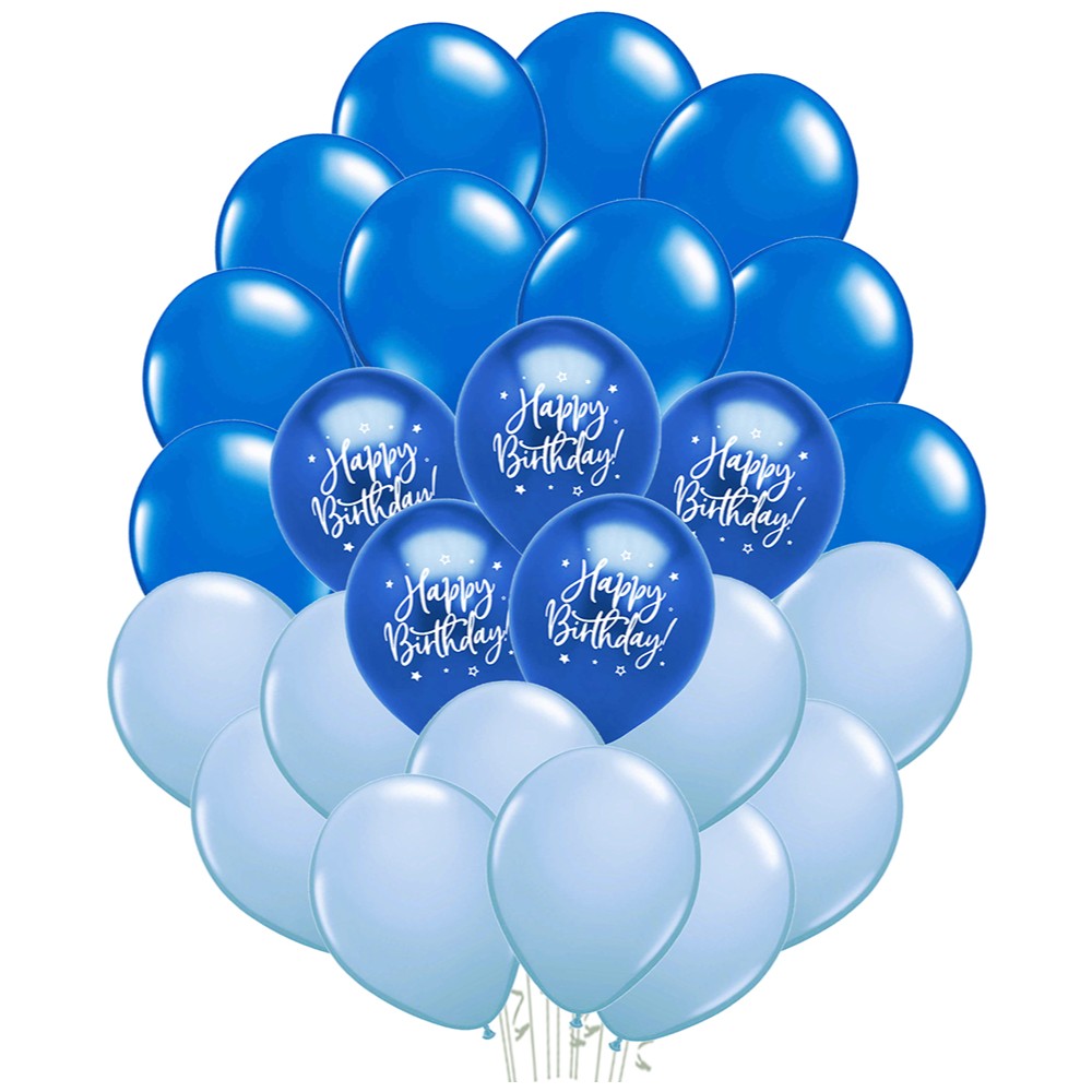 Set of 25 Blue and Light Blue Latex Balloons 26cm 2022204 Balloons Shop
