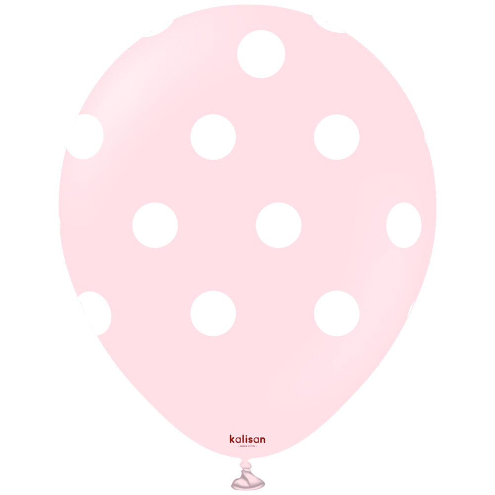 SET 25 Baloane latex 30cm Light Pink cu buline albe