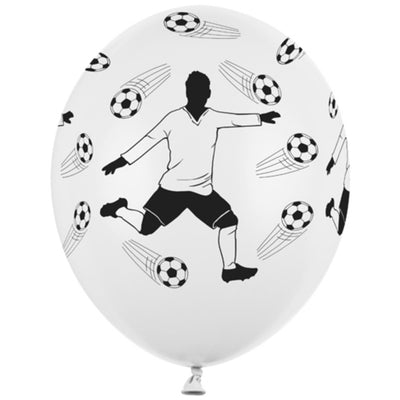 Set 10 Baloane Latex cu print Jucator Fotbal alb 30cm