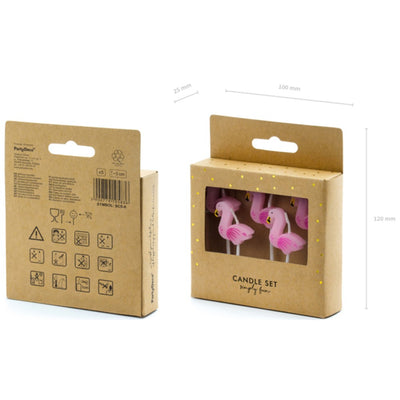 Set of 5 Flamingo Cake Candles 3 cm