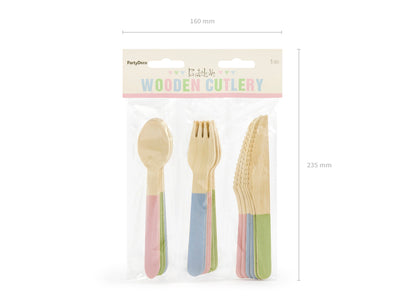 Set 18 Tacamuri lemn multicolor 16 cm SDR8