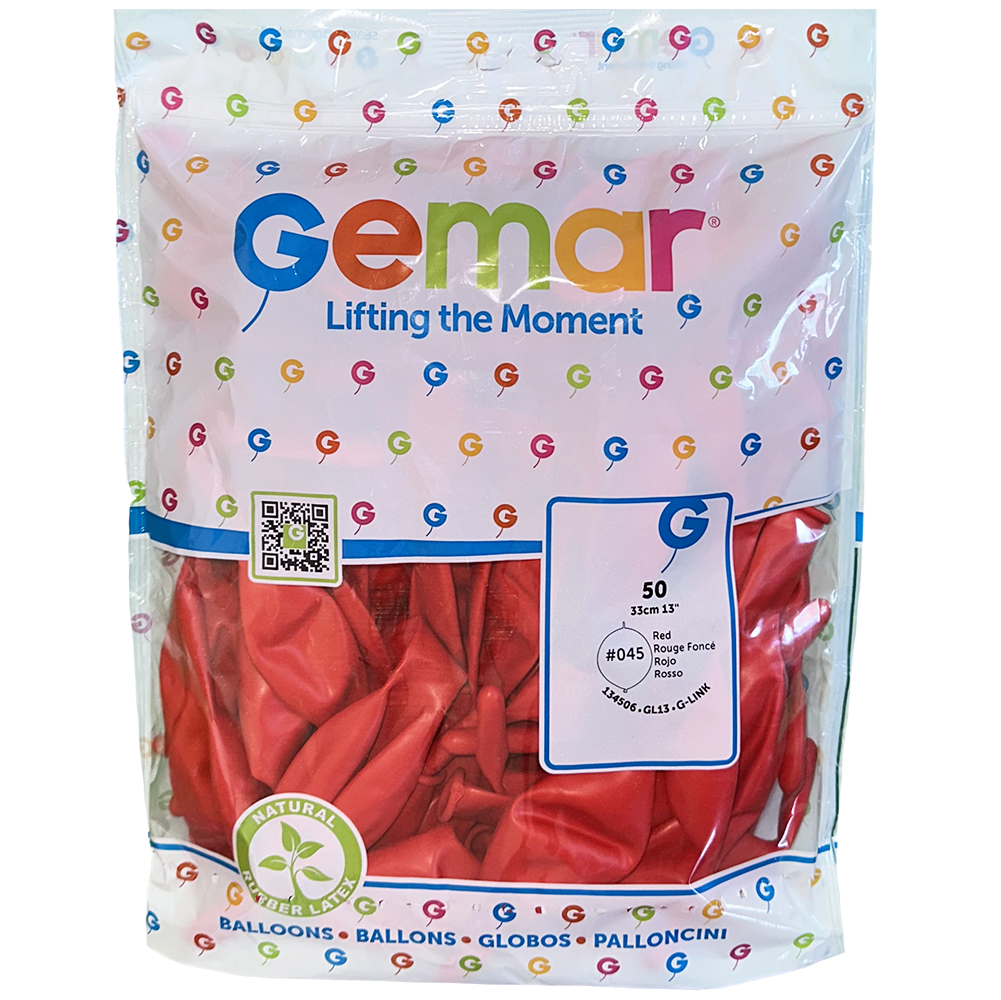 G-Link Latex Balloons 33cm Standard Red GL13.45